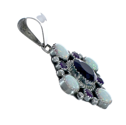 Native American Navajo Opal And Amethyst Sterling Silver Pendant X10310